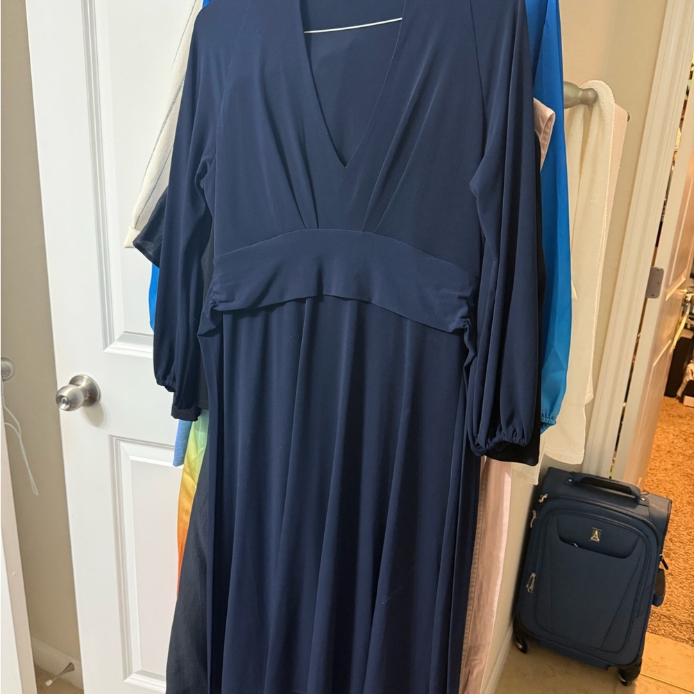 Moda International Blue V-Neck Bishop Sleeve Sundress